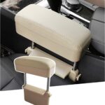 SKTU Auto Car Armrest Extender Support Elbow & Forearm Arm Wrist Rest Support Adjustable Height Comfort Pad Universal Fit for Most Car Models Center Console (Beige)