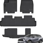 Auxko All Weather Floor Mats Fit for Nissan Pathfinder 2022-2025 2026(8 Seat) / Infiniti QX60 (7 Seat) TPE Rubber Liners Set All Season Guard Odorless Anti-Slip Floor Mats