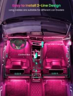 Pak Car LED Lights, Smart RGB 48 LED Car Interior Light with APP Control, Under Dash Car Strip Lights, Music Mode, DIY Mode, 2 Lines Design with Car Charger, Ambient Lighting for Cars, SUVs, Trucks - Image 6