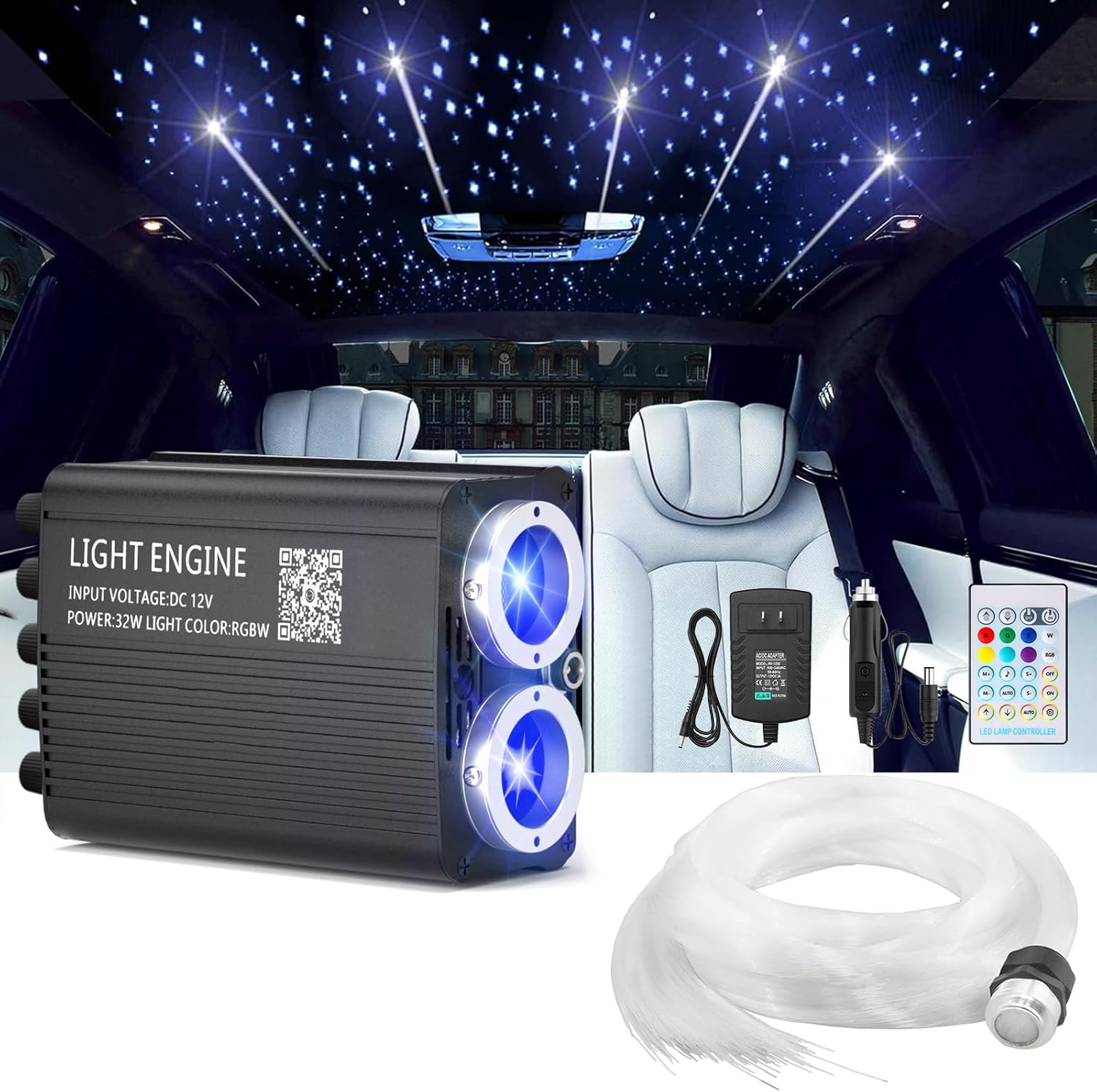 71VUP30kneL._AC_SL1500_.jpg VASTFIRE Starlight Headliner Kit – 1300pcs Twinkle Meteor Fiber Optic Star Lights for Car, Bluetooth APP & Remote Control, RGBW Color Changing, DIY Interior Roof Ceiling Light, Sound Sync LED Kit - Image 1