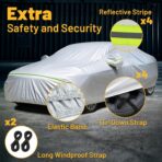 Favoto Sedan Car Cover Waterproof All Weather for Automobiles 6 Layers Heavy Duty Outdoor Rain Sun Snow Protection with Zipper Inner Cotton Universal Fit for Sedan (177-194 inch) - Image 3