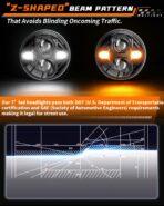 7 Inch LED Headlights DOT Approved Anti-glare 1000% Brightness H6024 LED Headlights Plug&Play, Compatible with Wrangler JK JKU TJ LJ Z-beam Cut-Off Line, 2PCS - Image 3