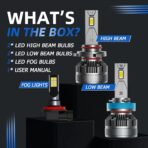 AWALITED Fits for 2010-2020 Toyota 4Runner High Low Beam Fog Lights Bulbs Combo Pack, 6000K White Plug-and-Play Super Bright Bulbs, Pack of 6 - Image 3