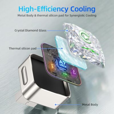 Wireless Apple CarPlay Adapter, 5.8G Quad-Core Chip No Latency, Aerospace Silicone Cooling, Zn-Alloy & Diamond Panel, Plug & Play Wired to Wireless CarPlay Adapter - Image 5