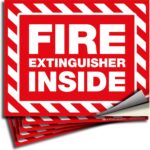 iSYFIX Fire Extinguisher Inside Signs Stickers – 5 Pack 5x4 Inch – Self-Adhesive Vinyl Decals, Laminated for UV, Weather, Scratch, Fade Resistance, for Cars, Trailers, Rv's, Trucks and Vehicles