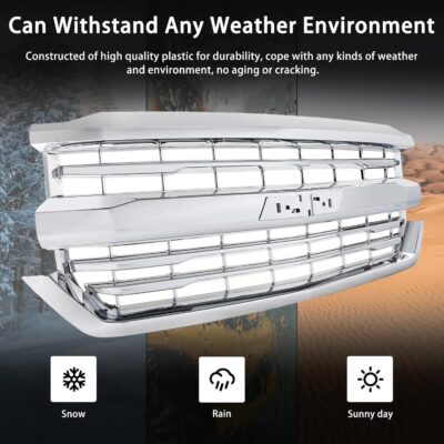 Front Bumper Upper Grille Chrome Grill Fit For 2016 2017 2018 Chevrolet Silverado 1500 Replacement for 84134045,84602489 (Chrome) - Image 4