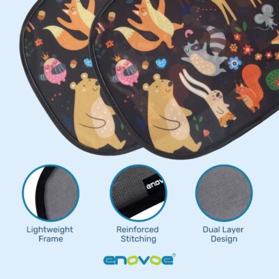 Enovoe 2 Pack Animals Cartoon Car Window Sun Shades for Kids - 21x14 Inches - Baby Sun Shades - Glare and UV Rays Protection Car Window Shades, Suitable for SUVs, Minivans and Full Size Cars - Image 5