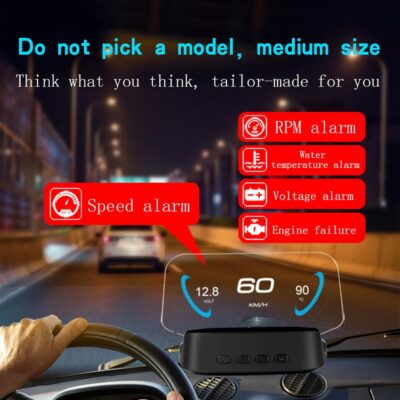 Head Up Display for C2, Obd2 Display With Rpm/ Fuel Consumption/ Water Temperature/ Over-Speed Alarm, Gps Speedometer for Car, Suitable for All Cars - Image 4