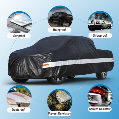 10 Layers Truck Cover Waterproof All Weather. Pickup Truck Cover Rain UV Protection. Length: Up to 210 inches, Universal Fit Most Regular Cab Short Box Ford F100 Chevy C10 S10 Ram 150 250. - Image 6