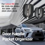 Car Door Handle Pocket Organizer Inserts for Lexus RX 2023 2024 2025 2026 Accessories Car Pocket Organizer Front Rear Door Grab Inner Tray Box (4PCS Black TPE Storage Box-4 Door) (Black) - Image 2