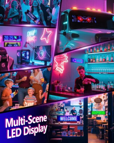 Multifunctional Bright 2PCS Devil Eyes for Cars Windshield - 19in x 5in [ Upgraded Chip Two Screens 100% Synchronized ] Programmable LED Eyes for Car - Flex LED Display - Sized Cars/SUVs/Trucks - Image 8