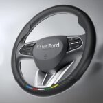 Wigoo Car Steering Wheel Cover Compatible with Ford [Ergonomic Design, Ultra Breathable] Black Leather Wheel Cover for Better Control, Car Accessory for Women and Men, 15.5''-16''