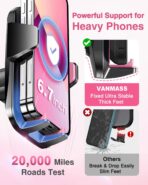 VANMASS【85+LBS Strongest Suction & Military-Grade Ultimate Car Phone Mount【Patent & Safety Certs】 Cell Phone Holder Truck for Dashboard Windshield Vent for iPhone 17 Pro Max 16 15 for Samsung, Pink - Image 5