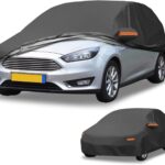 All-Weather Waterproof Car Cover - UV-Resistant Outdoor Full Exterior Protection for Ford Focus Hatchback 2010-2022 Black with Right Side Zipper