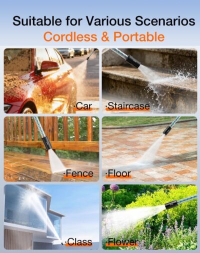 Ikewzbk Cordless Pressure Washer Battery Powered,1800 PSI Cordless Power Washer,4 A Battery*2,5-in-1 Nozzle,3 Power Level,Handheld Portable Pressure Washer for Car Home Patio Driveway Fence Cleaning - Image 6