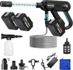 Ikewzbk Cordless Pressure Washer Battery Powered,1800 PSI Cordless Power Washer,4 A Battery*2,5-in-1 Nozzle,3 Power Level,Handheld Portable Pressure Washer for Car Home Patio Driveway Fence Cleaning