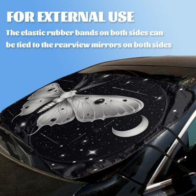 Moth Car Windshield Sunshades Vintage Tarot Sky Moon Stars Witchcraft Front Window Sun ​Shade Blocks UV Rays Sun Visor Protector for Car Sedan Truck SUV Accessories 59" L x 31.5" W - Image 3