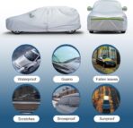 AUQDD 6-Layers Premium Sedan Car Cover Waterproof All Weather Weatherproof UV Sun Protection Snow Dust Storm Resistant Outdoor Exterior Custom Form-Fit Full Padded Car Cover with Straps 165"-181" K1 - Image 4