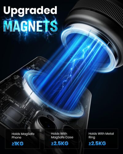 2026 Upgraded 360° Vacuum Magnetic Car Phone Holder for Magsafe [96+LBS Strongest Suction & 2800gf Strongest Magnetic], Adjustable Car Phone Mount for Your Car/Gym/Mirror/Shower for iPhone & Android - Image 4