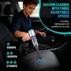 Mini Vacuum Cleaner, 2 in 1 27000PA Brushless Car Vacuum &250000RPM Air Duster 9000mAh Battery Air Blower Wireless Handheld Vacuum for Car,Office and Home (27Kpa) - Image 3