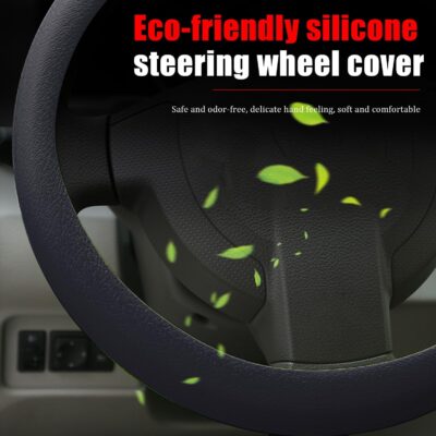 JDDRY Car Steering Wheel Cover,Silicone Steering Wheel Protector,Universal Fit Steering Wheel Cover, Steering Wheel Protective Cover(Black,1PC) - Image 4