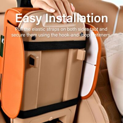 Universal Car Armrest Cover, Microfiber Leather Center Console Organizer with 2 Cup Holders, Tissue Pack & Side Storage Pockets, Black - Image 3