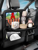 2-Pack Leather Car Backseat Organizer with Tablet Holder–Foldable Food Tray,Storage Pockets,Trash Can,Tissue Holder & Insulated Bag–Kick Mats Protector for Kids,Travel Accessories Organizer - Image 9