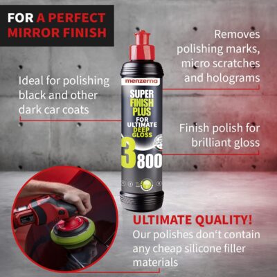 menzerna “Super Finish Plus 3800” I Deep Gloss Polish for a Perfect Mirror Finish I Polishing Compound for Micro Scratches & Holograms I Silicone Free I 8 fl oz. - Image 3