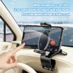 Car Dashboard Phone Holder, 360° Rotation Clip-on Vehicle Dash Cellphone Stand with Parking Number Plate, Auto Sun Visor & Rear View Mirror Mobile Phone Mount, Fits Most Smartphones - Image 4