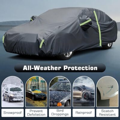 Car Cover for Toyota Corolla 2007-2025 Hatchback Sedan, Waterproof Custom Fit All Weather Sun UV Rain Dust Snow Wind Scratch Resistant Protection Car Cover with Zipper Door & Windproof Bands (Gery) - Image 5