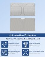 helloleiboo Graphene Car Windshield Sun Shade – 59" x 33" Foldable Car Sun Shade, Advanced Heat Absorption & UV Protection, Universal Fit for Cars, SUVs & Trucks - Image 4