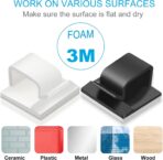 100 PCS Adhesive Cable Clips (Small, White&Black), Upgraded Wall Wire Holder Cord Organizer for Cable Management Under Desk, Light Clips Hooks for LED, Car Dash Cam, USB Cable - Image 5