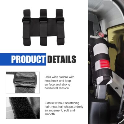 Roll Bar Fire Extinguisher Mount, Adjustable Secure Holder with Water Bottle Strap, Fire Extinguisher Retention Strap, Compatible with Wrangler Unlimited CJ YJ LJ TJ JK JKU JL JLU (Black) - Image 3