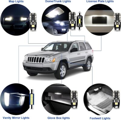 EASY EAGLE LED Interior Car Lights for Grand-Cherokee-1999-2010: 14 Piece Kit White LED Light Bulbs - Super Bright 6000K + Install Tool - Image 3