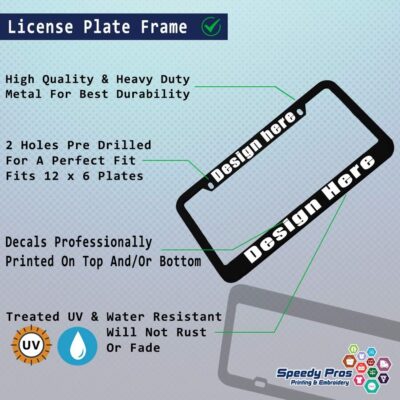 Speedy Pros Funny License Plate Frame Custom Personalized Text Zinc Cute Car Accessories License Plate Holder Black 2 Holes 1 Frame - Image 2