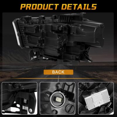 Chrome LED Daytime Running Light Headlights Assembly Compatible with 2019 2020 2021 2022 2023 2024 Dodge Ram 2500 3500 With bulb Right Passenger Side Headlamp OE 68360180AC - Image 6