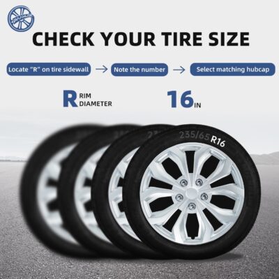 Gloss Silver 16-inch Universal Wheel Covers Hubcaps for Rims - Set of 4 | Snap-on Design Fits Sedans, SUV, Truck, Van 2000-2026 | Steel Wheels Only | 90 Sec Install No Tools - Image 3