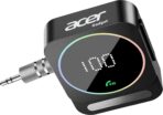 Acer Gadget Bluetooth Receiver for Car/Home/Wired Headphones, 3.5mm AUX, Drive & Listen Wirelessly, 16H Battery, Noise Cancellation, Auto Connect & Dual Pairing - Black
