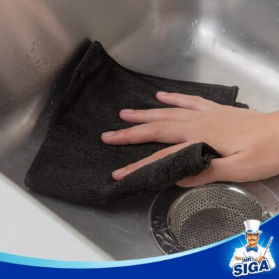 MR.SIGA Microfiber Cleaning Cloth, All-Purpose Microfiber Towels, Streak Free Cleaning Rags, Pack of 12, Black, Size 32 x 32 cm(12.6 x 12.6 inch) - Image 4