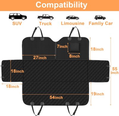 Mancro Dog Hammock for Car, 2025 Upgraded 600D Heavy Duty Waterproof & Scratch-Resistant Dog Car Seat Cover, Back Seat Pet Cover for Dogs with Sedan, Trucks and SUVs, Standard, All Black - Image 5