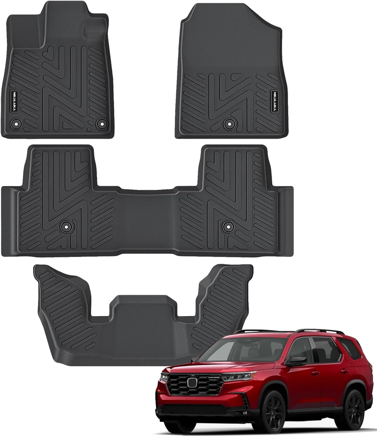 71WDD9fa-YL._AC_SL1500_.jpg Floor Mats for Honda Pilot 2023 2024 2025 2026 All Weather Protection TPE Rubber Floor Liners for 2023-2026 Honda Pilot Accessories, Odorless Anti-Slip, 1st, 2nd & 3rd Row, Black - Image 1