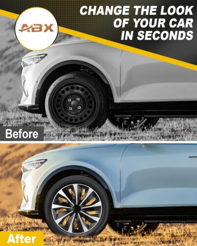 ABX Hubcap Wheel Covers Hub Caps 16 Inch Set of 4 Black & Silver Universal Wheel Rim Cover R16 Stylish Car Decor Wheel Covers for Toyota Camry Nissan Mazda (Black-A1, 16 inch) - Image 3