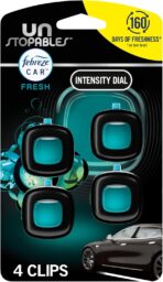 Febreze Car Air Freshener, Odor-Fighting Automotive Vent Clip, Scented Car Accessories, Long Lasting for Strong Odors, Unstopables Fresh Scent, .07 fl oz, 4 Count - Image 9