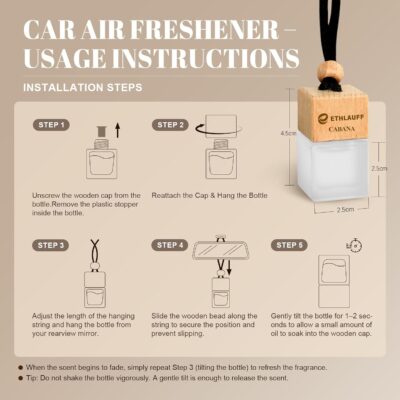 Car Air Freshener Hanging 3 Pack - 1 Way, Dream On, Cabana Hotel Collection Diffuser Oil Inspired The One Hotel, Car Fresheners for Women & Men, 45+ days Long Lasting, 0.27 FL OZ/8ML - Image 6