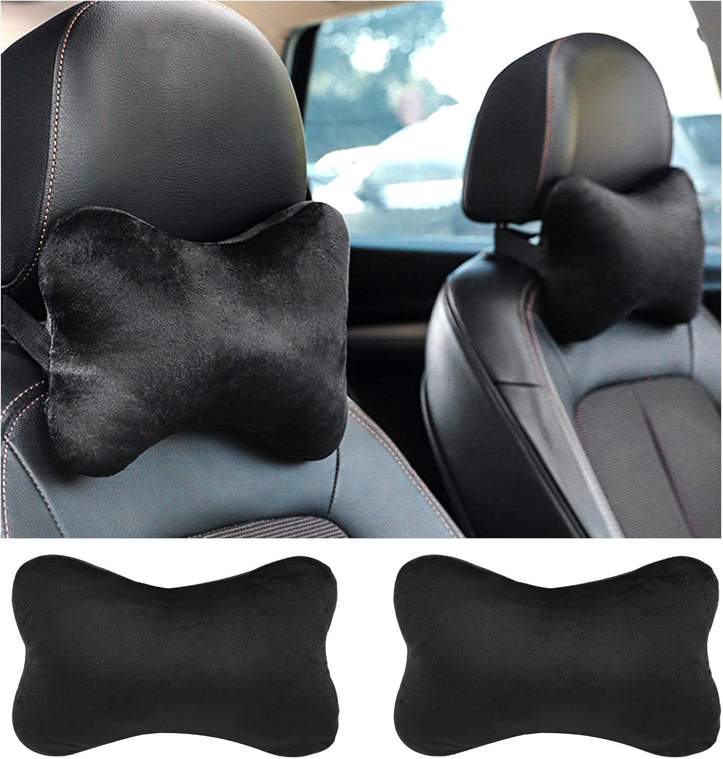 71WLzbhlV8L._AC_SL1500_.jpg 2PCS Car Headrest Pillow,Soft & Comfortable Car Neck Pillow for Driving Fatigue Relieve,All-Season Universal Cars Head Rest Pillows Automotive Interlor Accessorles for Cars,SUVs - Image 1