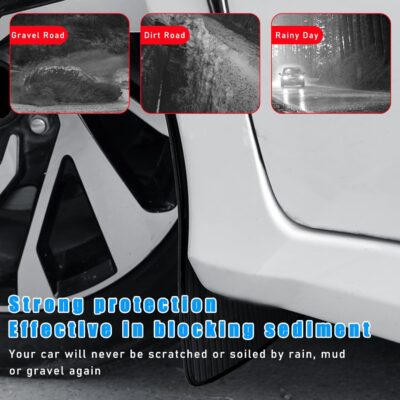 2PCS Car Mud Fender Flaps Splash Guards, Flexible Auto Front and Rear Fender Splash Guards Mud Flaps, Universal Automotive Fender Splash Guards for Car Sedan SUV Truck (Large Black) - Image 6