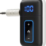 Bluetooth 5.3 Receiver for Car, [LED Screen] [Noise Cancelling] 3.5mm AUX Bluetooth Adapter, Wireless Audio Receiver for Wired Headphones/Home Stereo/Speaker, Music Playing, Hands-Free Call