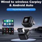 Wireless Carplay Adapter 2in1, 2026 Upgrade Wired to Wireless for CarPlay/Android Auto, WiFi 6 Mini Plug & Play, USB/Type C, Smart Button Dongle Auto-Connect for iPhone iOS 10+ Android 11+ - Image 3