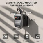Giraffe Tools Grandfalls Retractable Pressure Washer G20, 2500 PSI 2.2 GPM, Wall Mounted with 65FT Hose Reel, 4 Nozzles for Floor/Cars/Fences/Patios, Dark Silver Case with Grey Pressure Hoses - Image 3