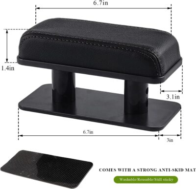 Car Armrest Pad, Adjustable Height Left Elbow Support Anti-Fatigue Car Door Arm Rest Cushion, Leather Central and Side Booster Pad Relieve Driver's Arm Fatigue, Car Accessories (Black) - Image 2